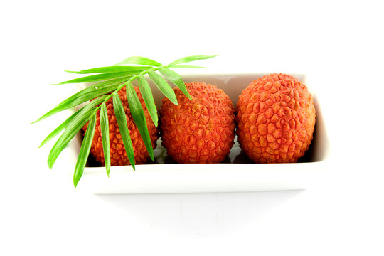 Three Lychee in a Dish