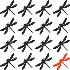 Fototapeta premium dragonfly set in color 01