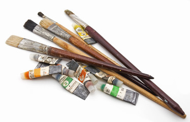old paint brushes and art