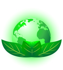 Environmental protection image.  Planet wrapped in leaves.