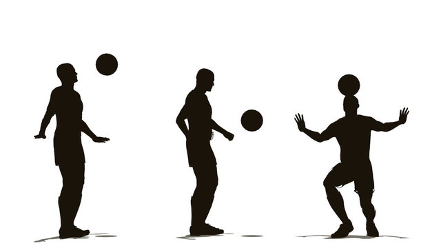 three soccer player with ball
