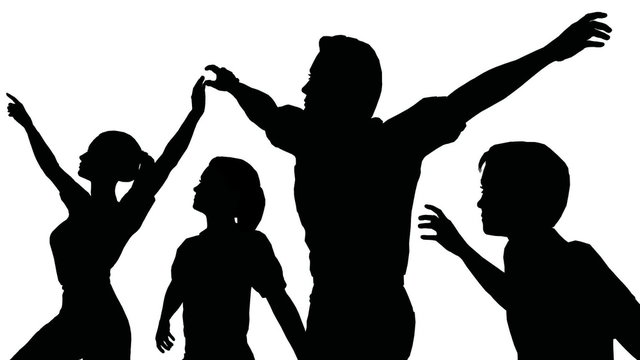 happy family of four silhouette
