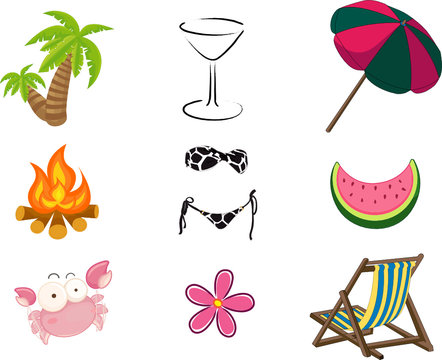 summer icons set