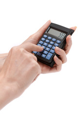 Calculator in feminine hand