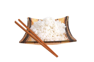 cooked white boiled rice in big bowl
