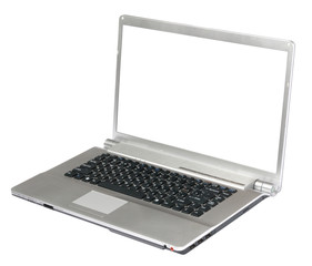 Open laptop on white background