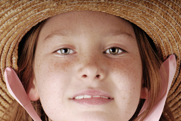 Young girl in fancy bonnet