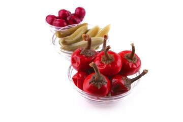 red small pepper and small eggplants