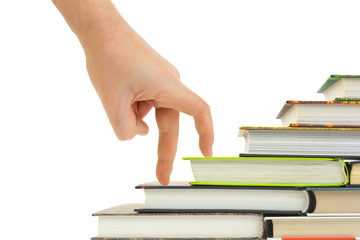 Hand and book stairs