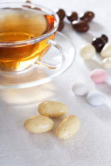 colored sweets and tea