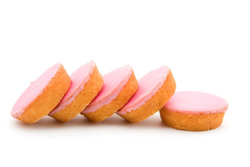 Pink cookies isolated on white background