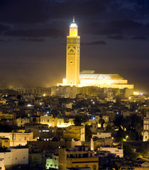 hassan II mosque night scene in casablanca morocco africa
