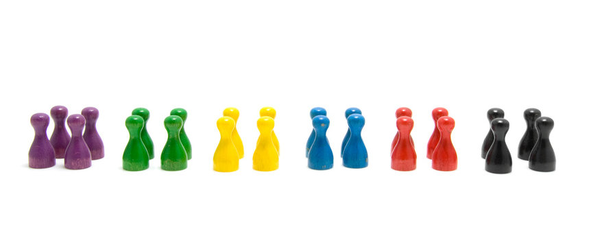 colorful pawns isolated on white background