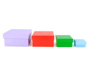 Colored boxes isolated on white background