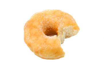 Donut with bite  isolated on white background