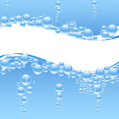 Blue water with bubbles. Vector illustration.