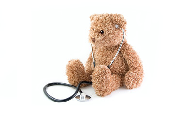 Teddy bear and stethoscope.