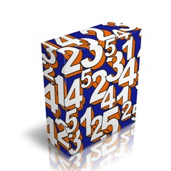 3d render boxes printing with numbers on a white background
