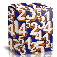 3d render boxes printing with numbers on a white background