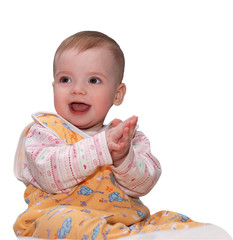 applauding baby over white