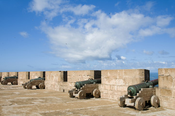 portuguese canons ramparts protective  wall essaouira morocco