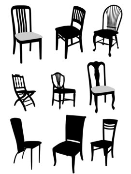 set of antique furniture vector illustration, chairs