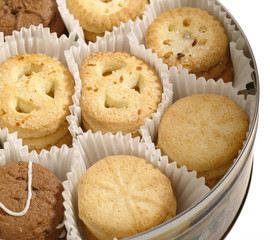 cookies in the box over white background
