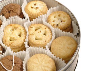 cookies in the box over white background