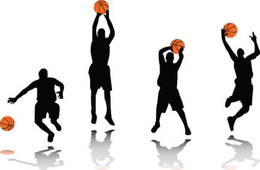 basketball players silhouette - vector