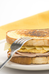 tasty sandwich of ham and cheese omelet