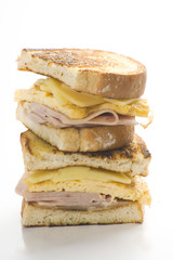 tasty sandwich of ham and cheese omelet