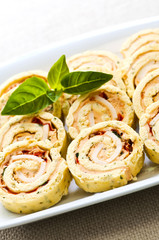 Mini sandwich spiral roll appetizers