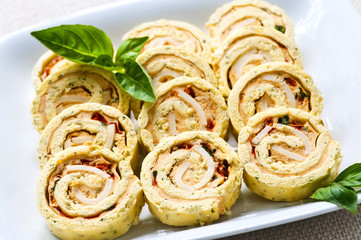 Mini sandwich spiral roll appetizers