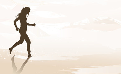 Fototapeta na wymiar Woman jogging at the beach