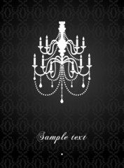template card with vintage chandelier