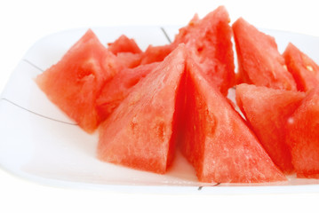 Sliced watermelon on the plate
