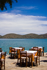 Fototapeta na wymiar Empty restaurant on a coast