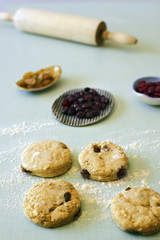 unbaked scone and cranberries