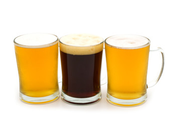 beer assortment on white background