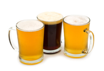 beer assortment on white background