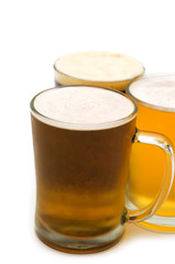 cold beer on white background