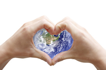 Globe and heart shape