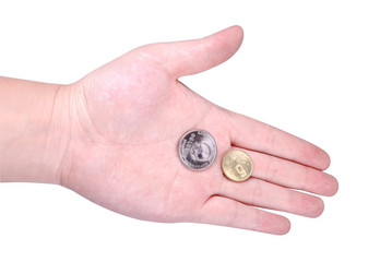 coins in hand