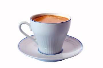 Coffee in a white mug on a white background