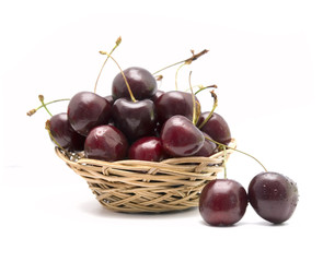 cherries in basket