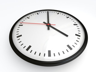 white clock with red arrow