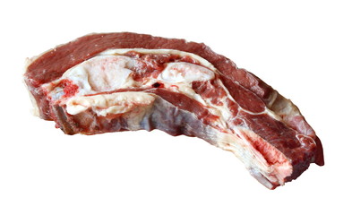 Piece of meat on a white background