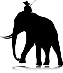 elephant and man vector silhouettes