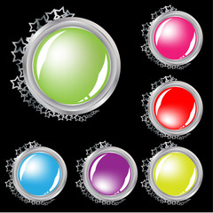 Set of vector buttons with stars