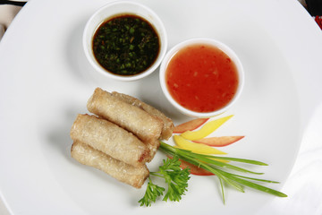 Chinese Japanese meal to stuff meat in rice plate and to fry